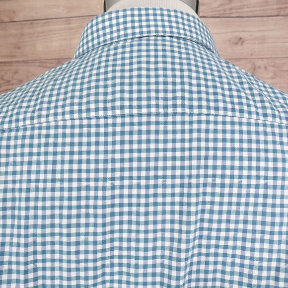 BEN SHERMAN TAILORING STRETCH GREEN GINGHAM CHECK BUTTON DRESS SHIRT 15.5 32/33 - Picture 5 of 7